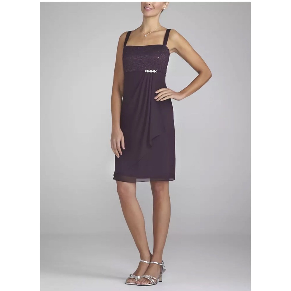 R & M Richards Aubergine Lace Bodice Cocktail‎ Dress Party Evening Formal 16